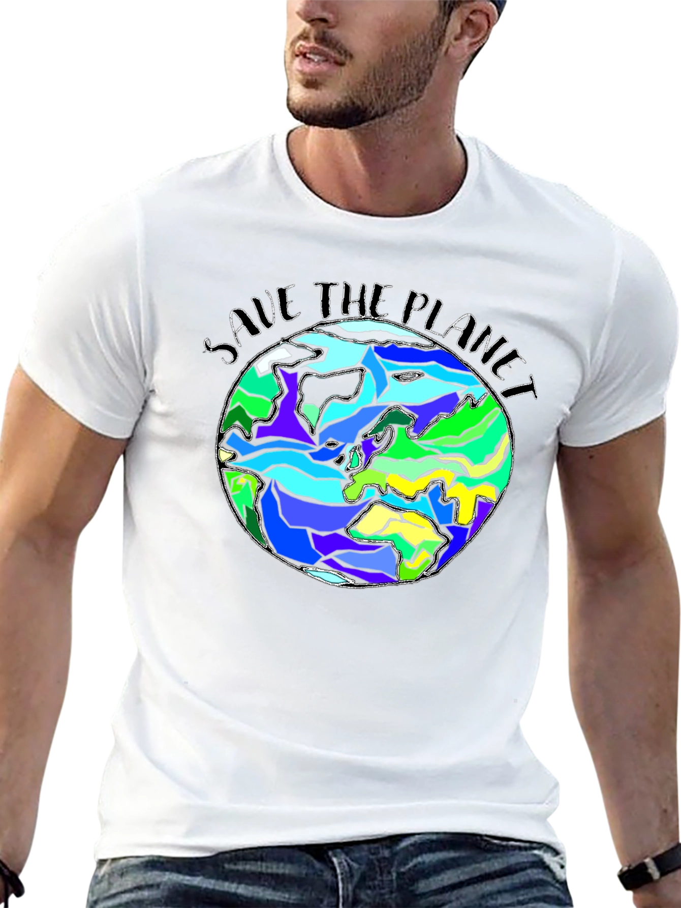 Save The Planet Earth Graphic Black T-Shirt