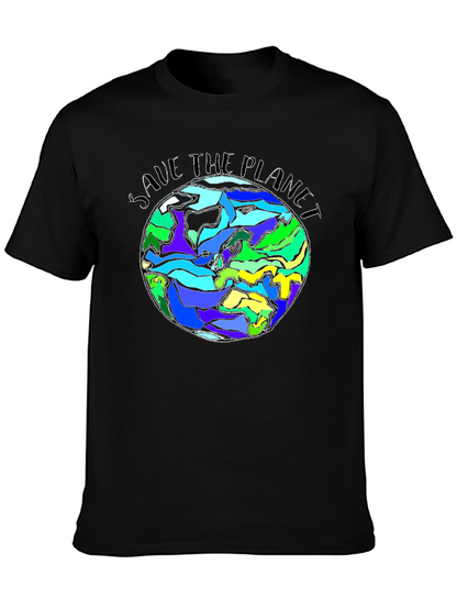 Save The Planet Earth Graphic Black T-Shirt