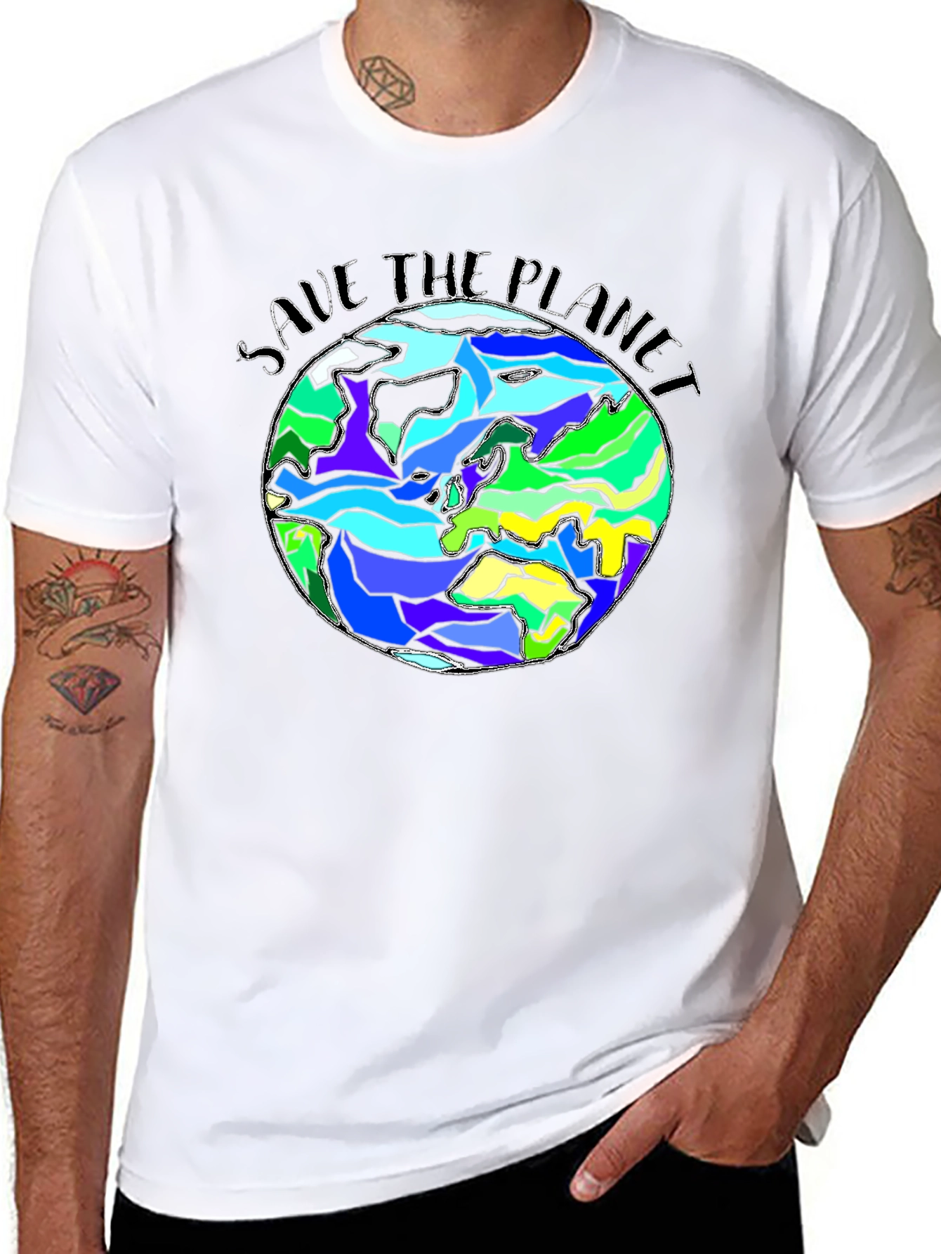 Save The Planet Earth Graphic Black T-Shirt
