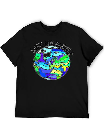 Save The Planet Earth Graphic Black T-Shirt