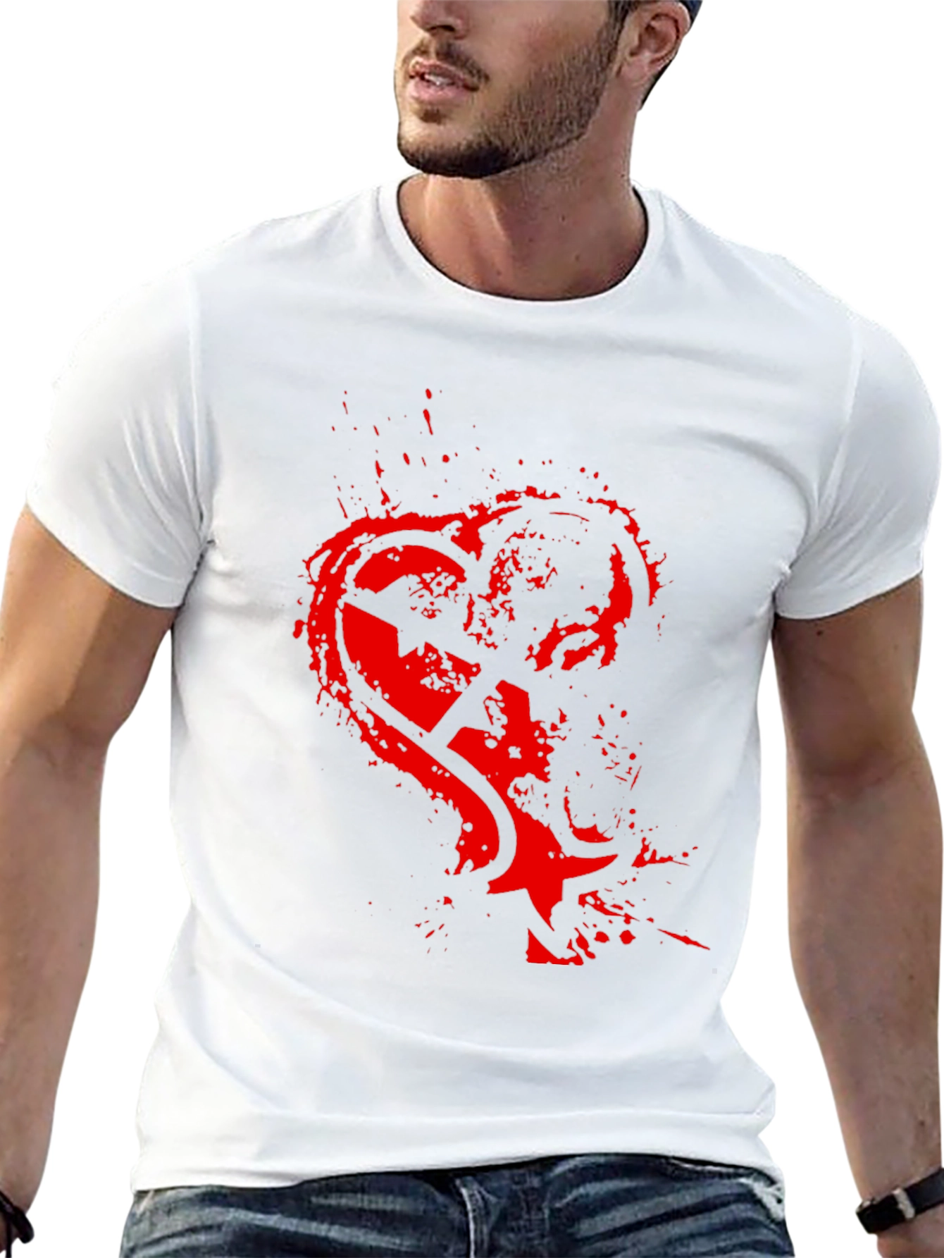 Edgy Heart Graphic Black T-Shirt for Men