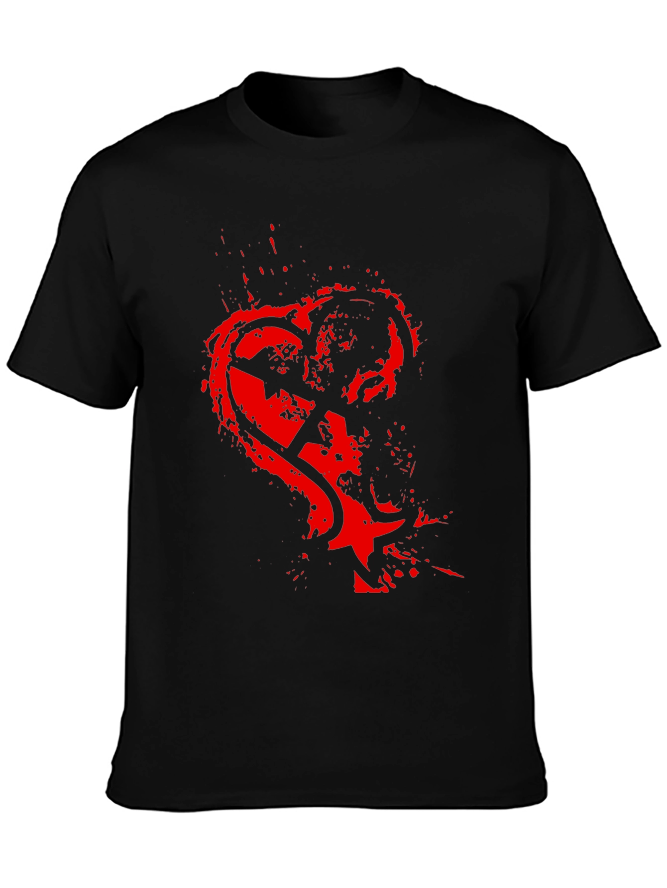Edgy Heart Graphic Black T-Shirt for Men