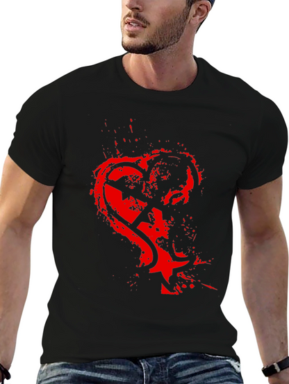 Edgy Heart Graphic Black T-Shirt for Men