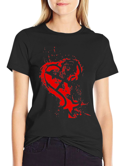 Edgy Heart Graphic Black T-Shirt for Men