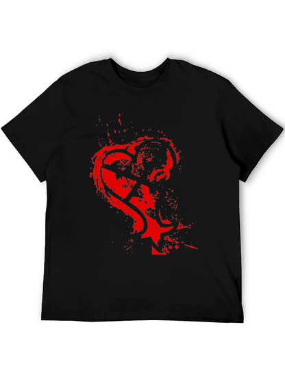 Edgy Heart Graphic Black T-Shirt for Men