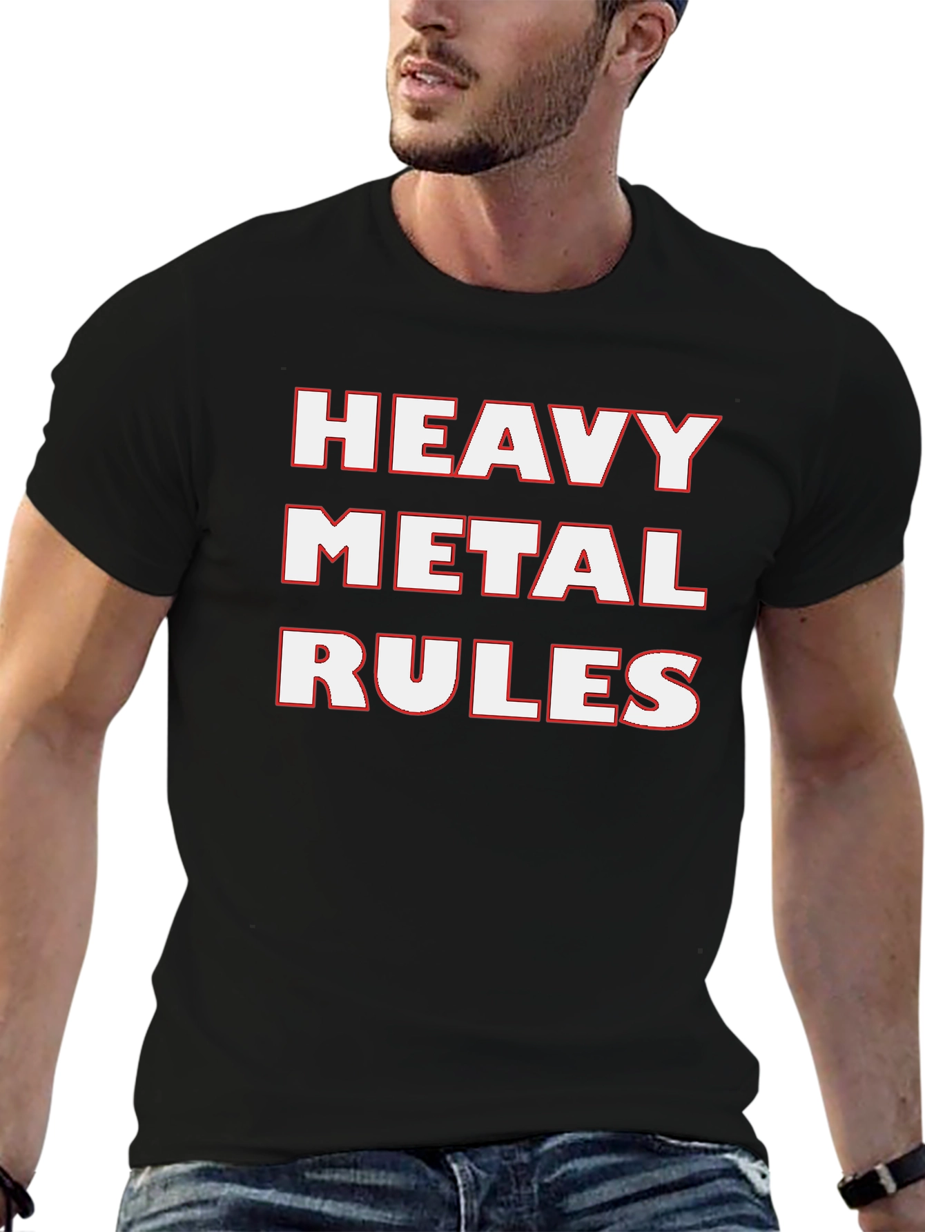 Heavy Metal Rules Graphic Tee - Black Cotton T-Shirt