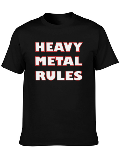 Heavy Metal Rules Graphic Tee - Black Cotton T-Shirt