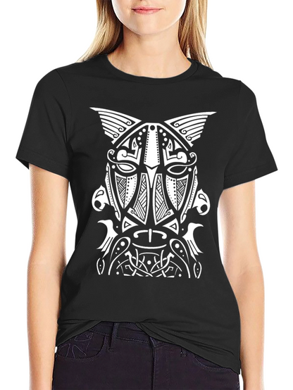Viking Helmet Graphic Tee - Norse Mythology T-Shirt