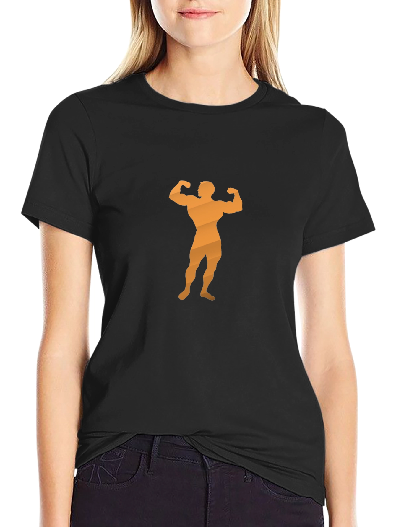 Mens Black T-Shirt with Bodybuilder Graphic
