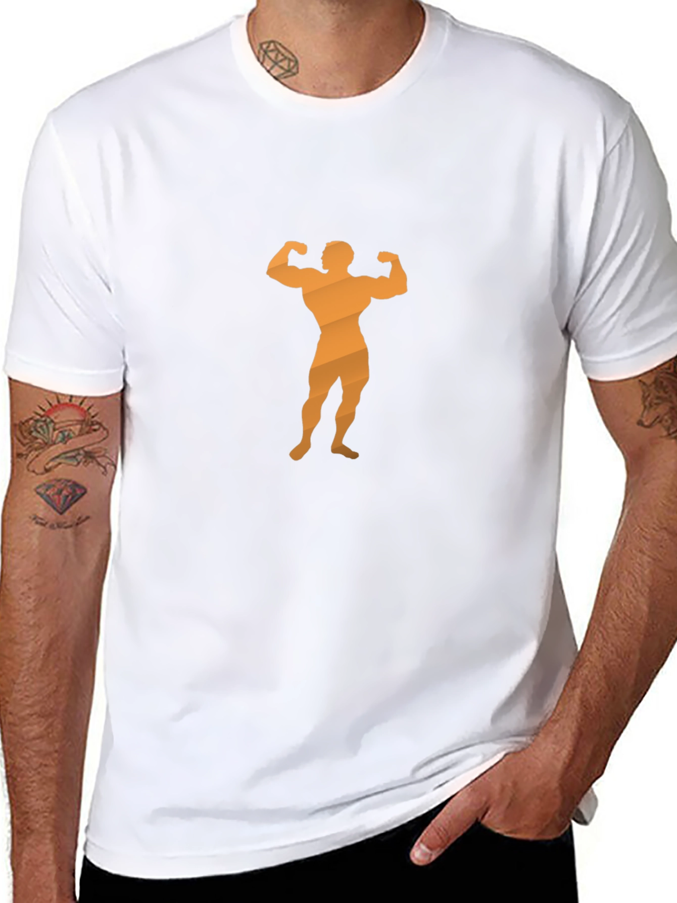 Mens Black T-Shirt with Bodybuilder Graphic