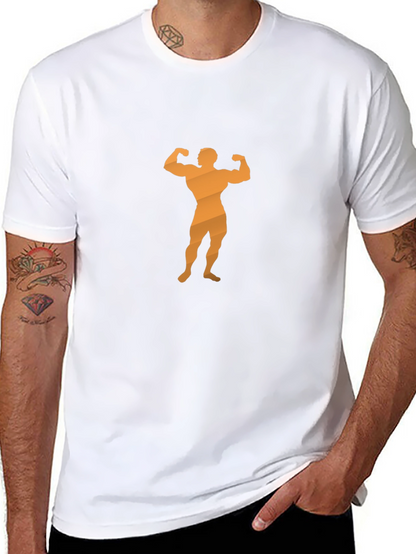 Mens Black T-Shirt with Bodybuilder Graphic