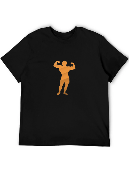 Mens Black T-Shirt with Bodybuilder Graphic