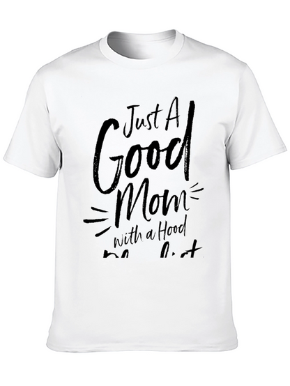 Good Mom With Hood T-Shirt - Casual Black Tee