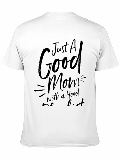 Good Mom With Hood T-Shirt - Casual Black Tee