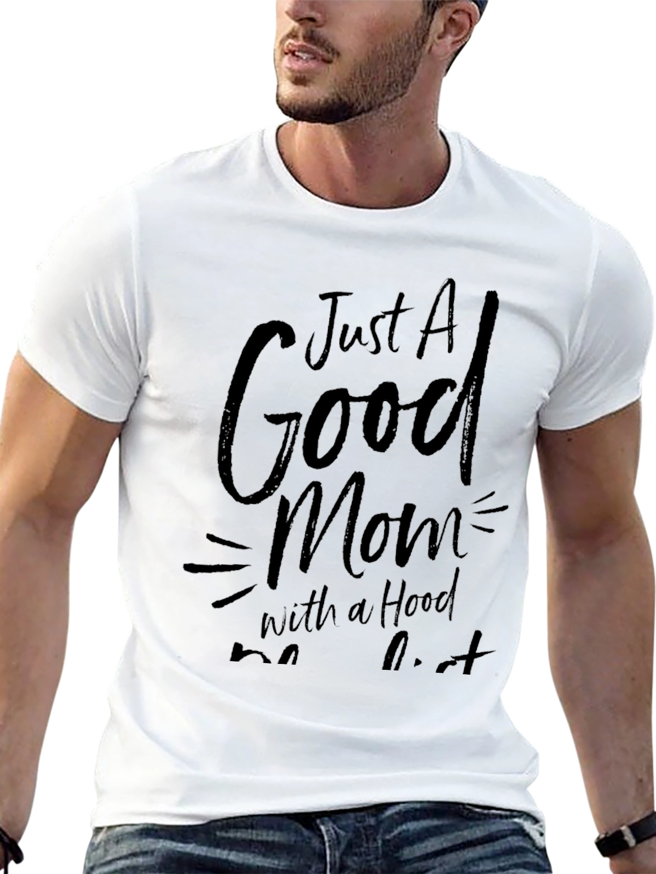 Good Mom With Hood T-Shirt - Casual Black Tee