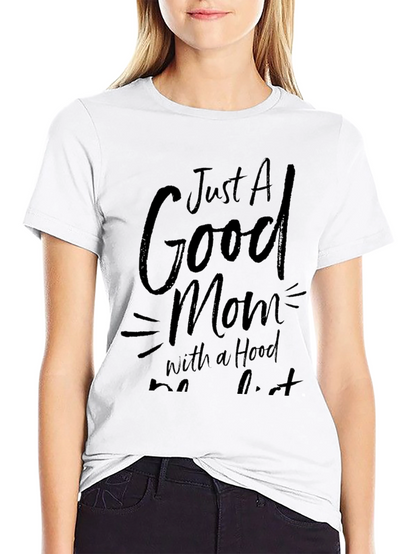 Good Mom With Hood T-Shirt - Casual Black Tee