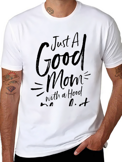 Good Mom With Hood T-Shirt - Casual Black Tee