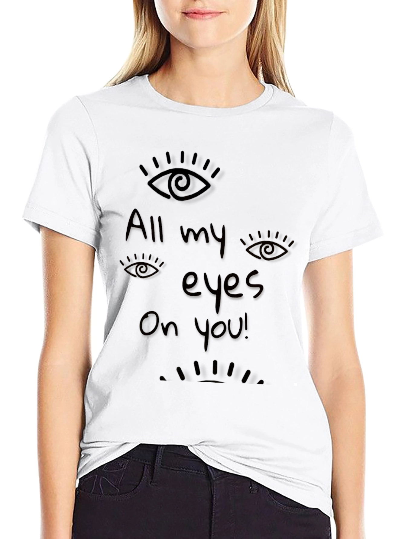 All Eyes On You Graphic Black T-Shirt