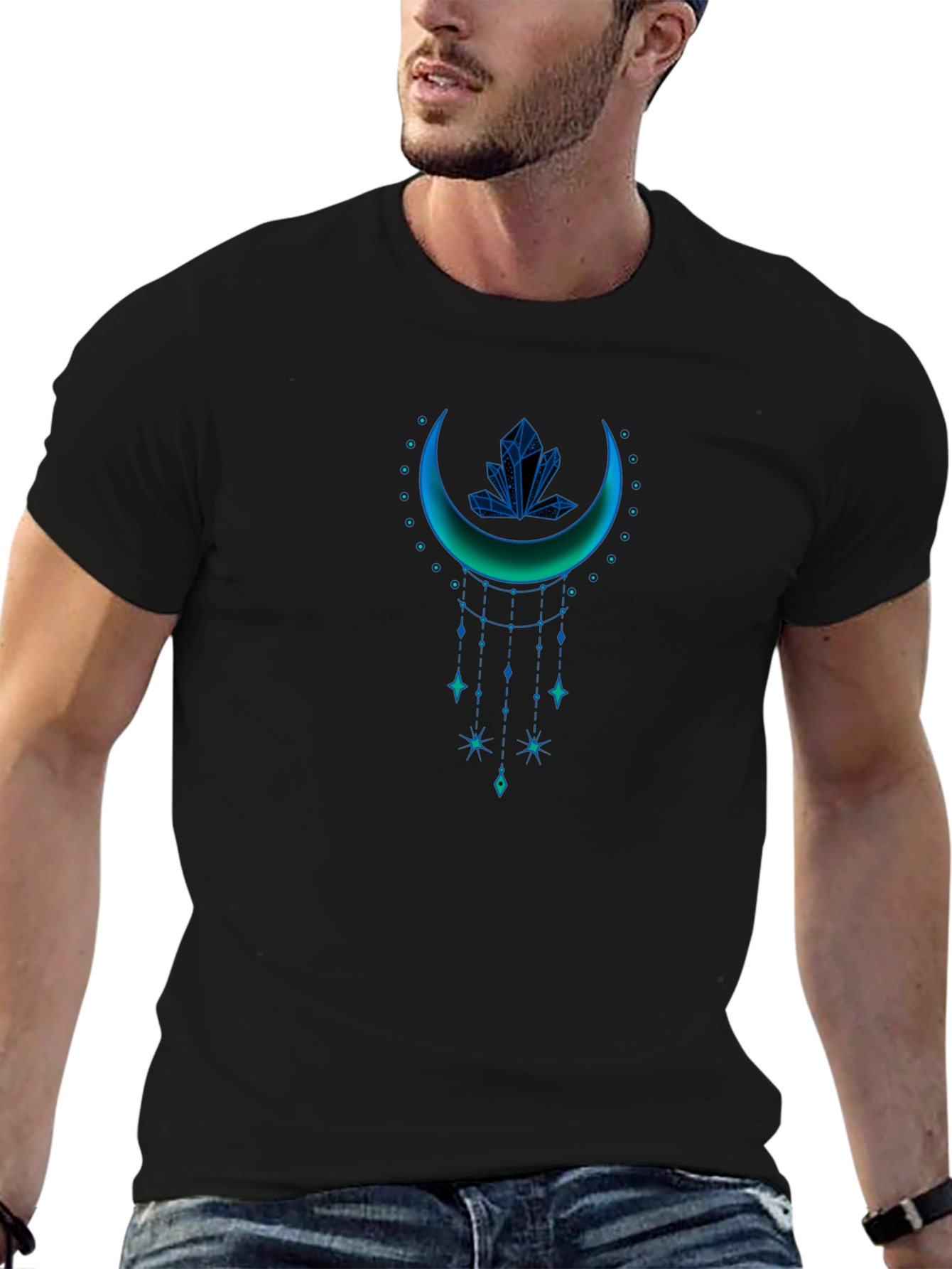 Mystic Crescent Graphic Tee - Celestial Style