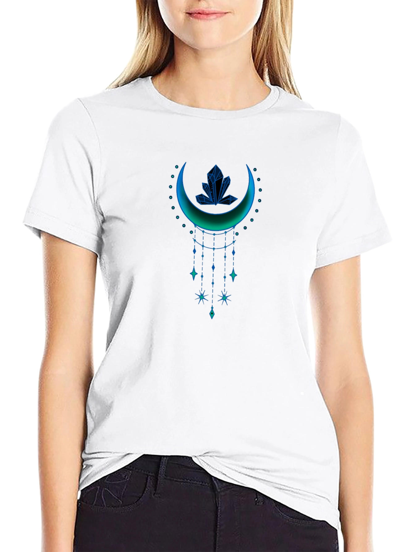 Mystic Crescent Graphic Tee - Celestial Style