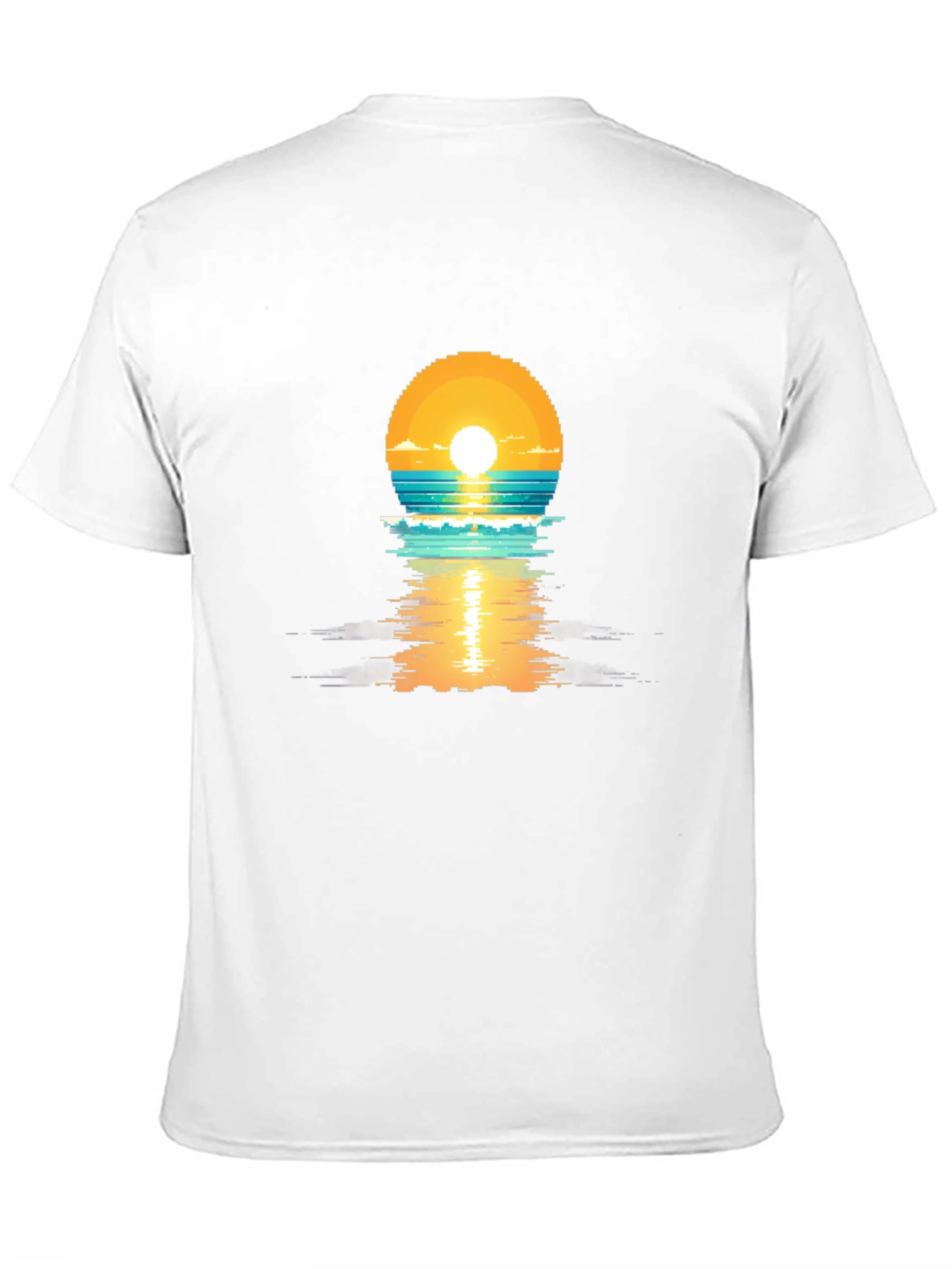 Pixel Sunset Graphic Tee - Black Cotton T-Shirt