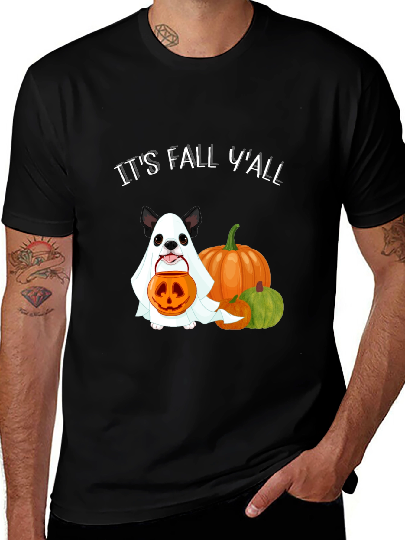 Its Fall Yall Halloween Dog Ghost Pumpkin T-Shirt