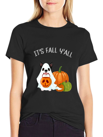 Its Fall Yall Halloween Dog Ghost Pumpkin T-Shirt