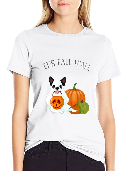 Its Fall Yall Halloween Dog Ghost Pumpkin T-Shirt