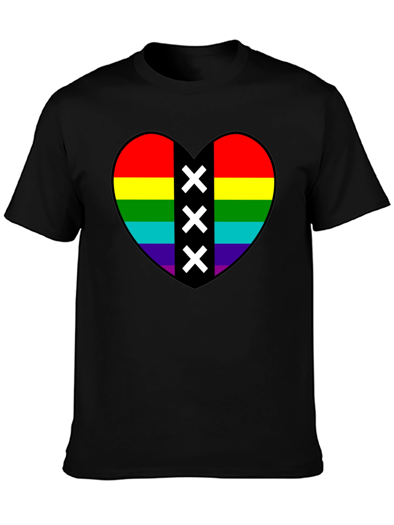 Pride Heart Amsterdam XXX T-Shirt - Black Cotton Tee