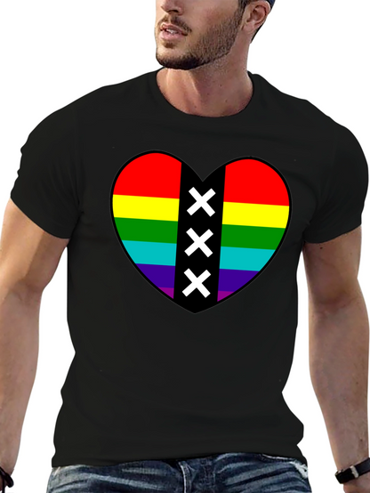 Pride Heart Amsterdam XXX T-Shirt - Black Cotton Tee