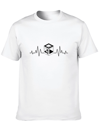 3D Printing Heartbeat Tee - Black Graphic T-Shirt