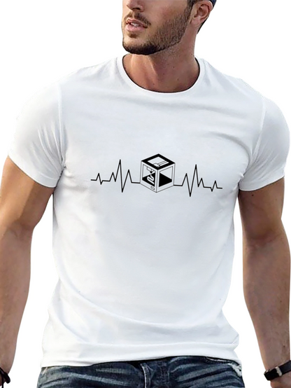 3D Printing Heartbeat Tee - Black Graphic T-Shirt
