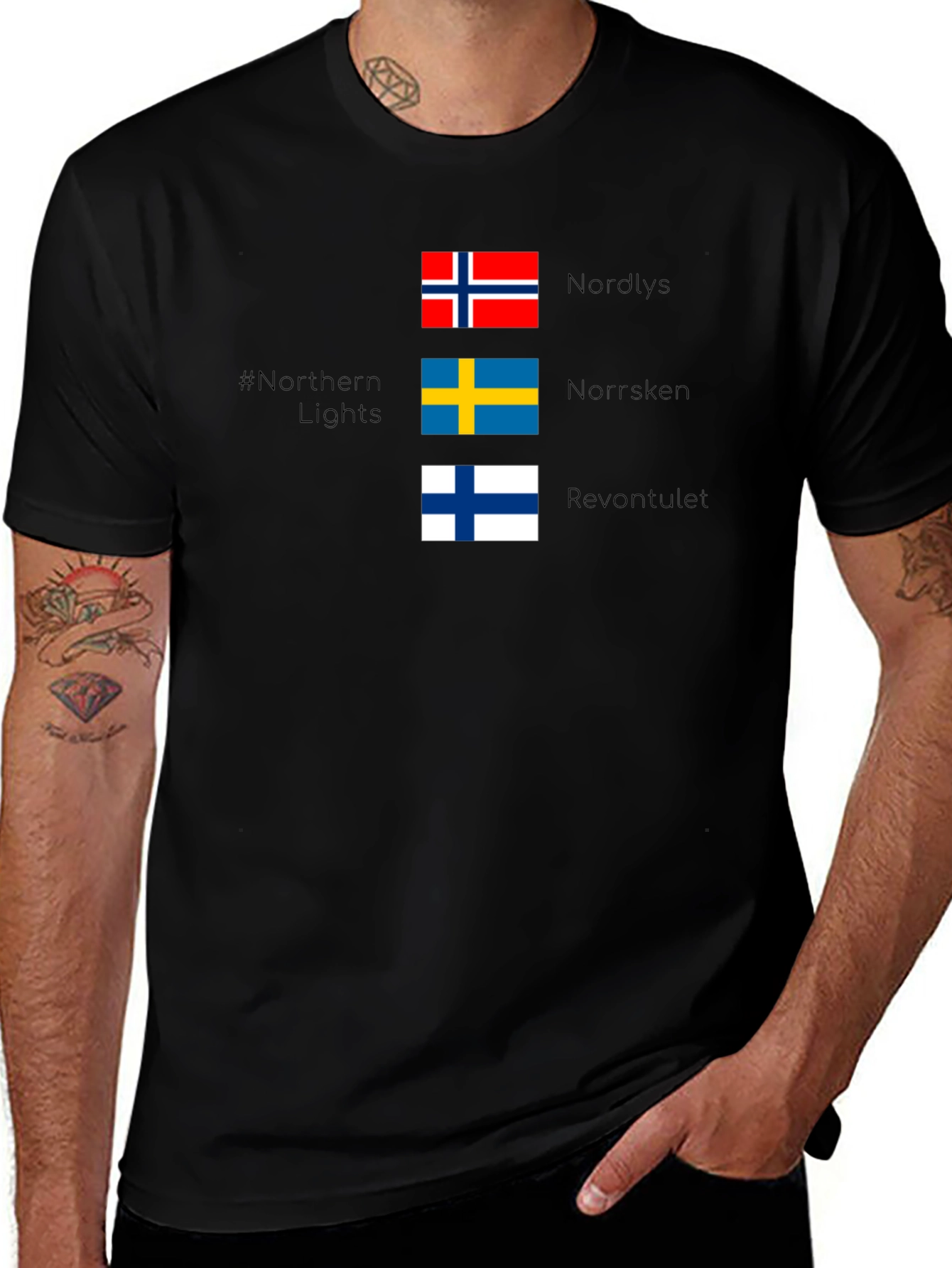 Northern Lights Nordic Flags T-Shirt