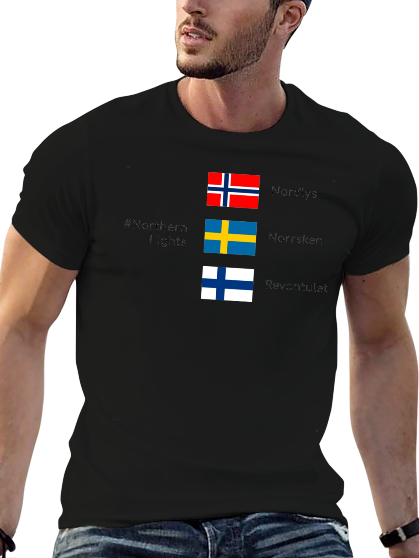 Northern Lights Nordic Flags T-Shirt