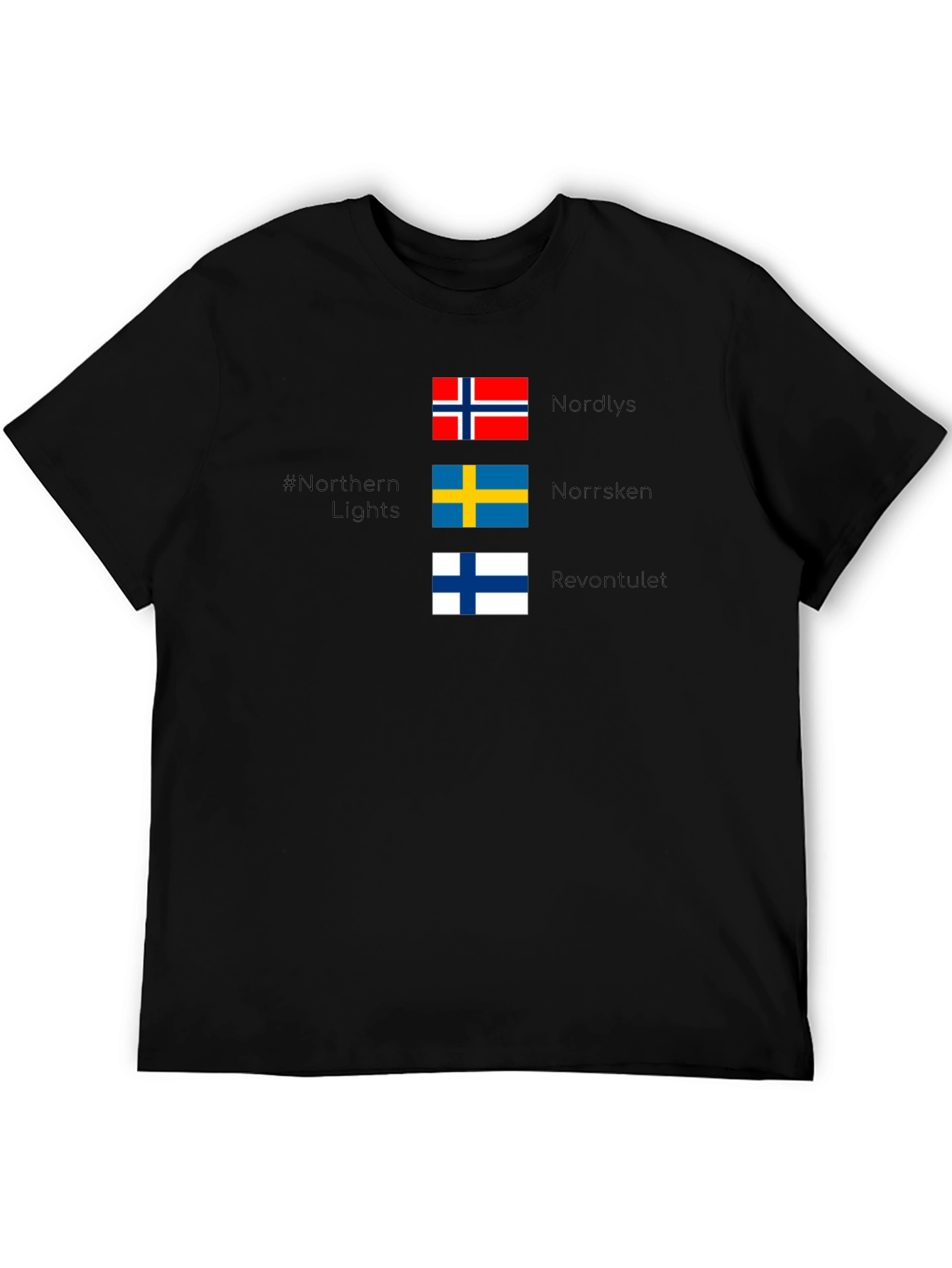 Northern Lights Nordic Flags T-Shirt