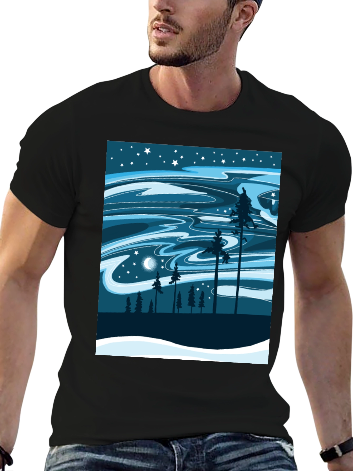 Night Sky Forest Graphic Tee