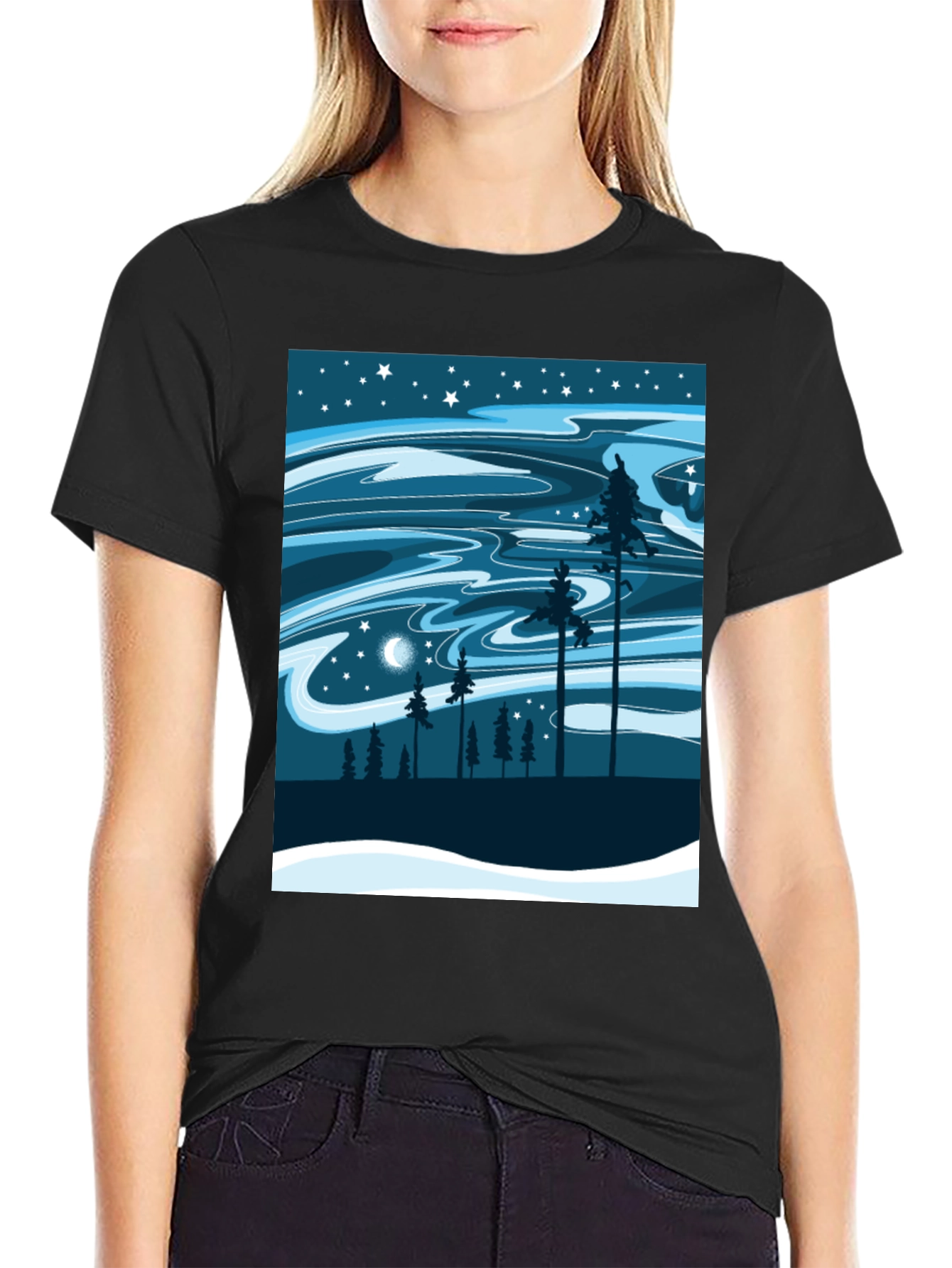 Night Sky Forest Graphic Tee