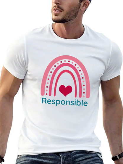 Responsible Rainbow Heart Graphic Tee - Black