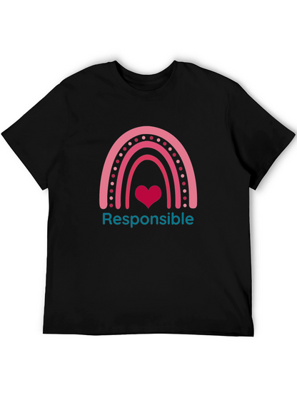 Responsible Rainbow Heart Graphic Tee - Black