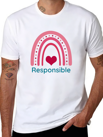 Responsible Rainbow Heart Graphic Tee - Black