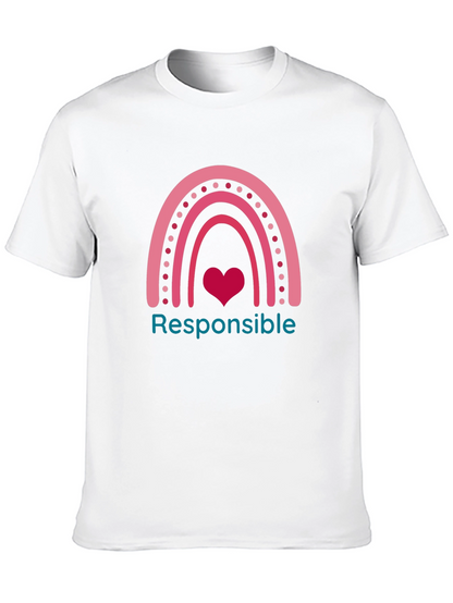 Responsible Rainbow Heart Graphic Tee - Black