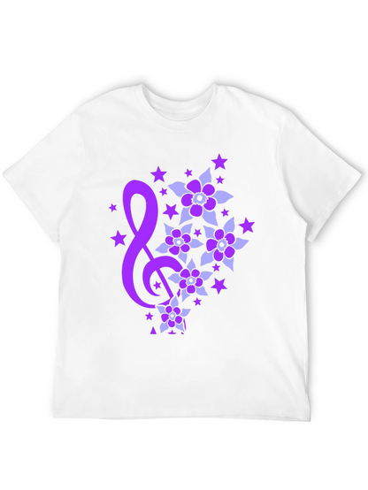Floral Music Note Graphic Tee - Black