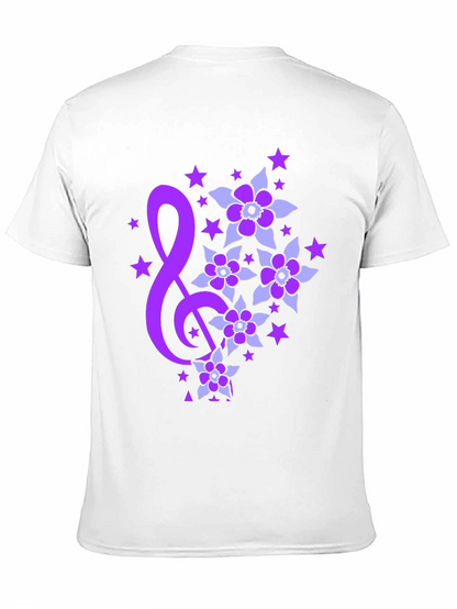 Floral Music Note Graphic Tee - Black