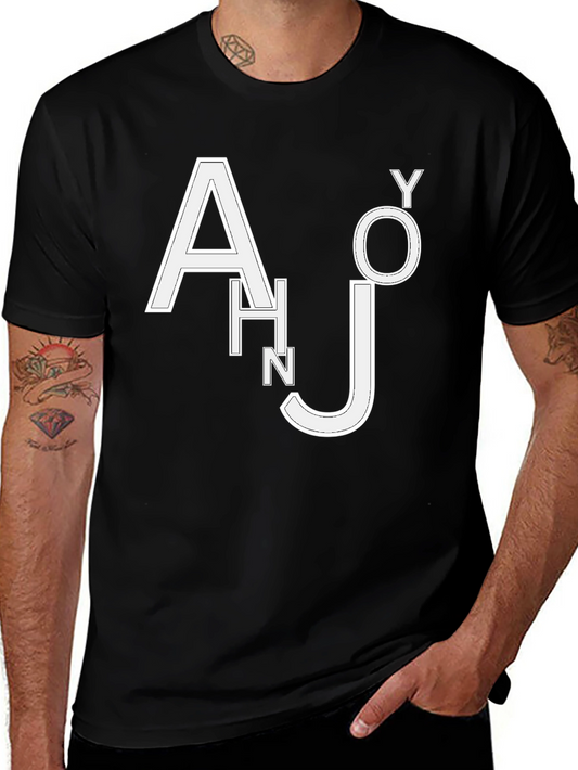 Trendy Black T-Shirt with White Letter Design