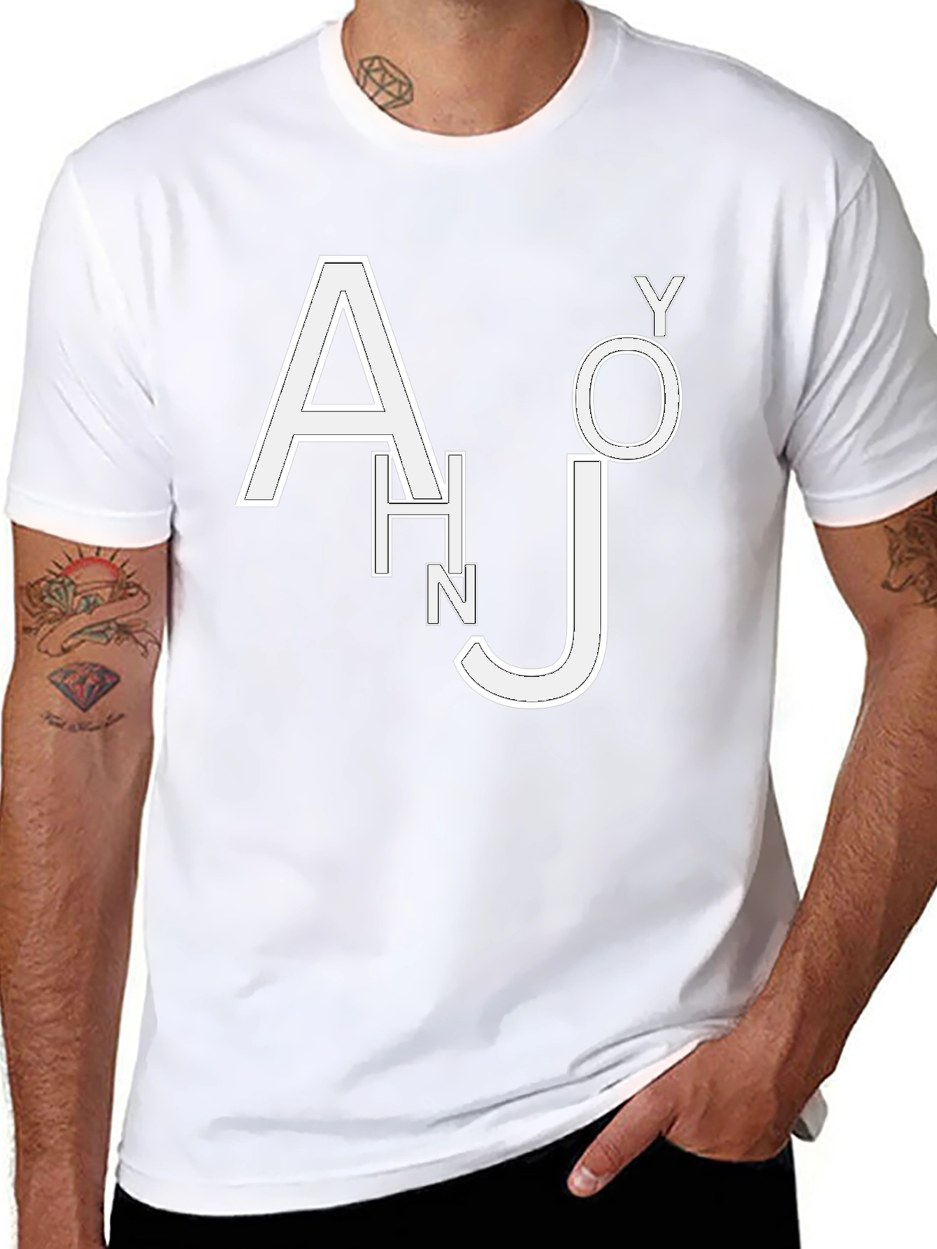 Trendy Black T-Shirt with White Letter Design