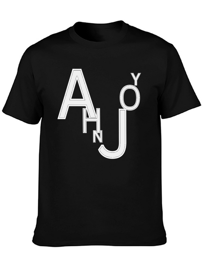 Trendy Black T-Shirt with White Letter Design