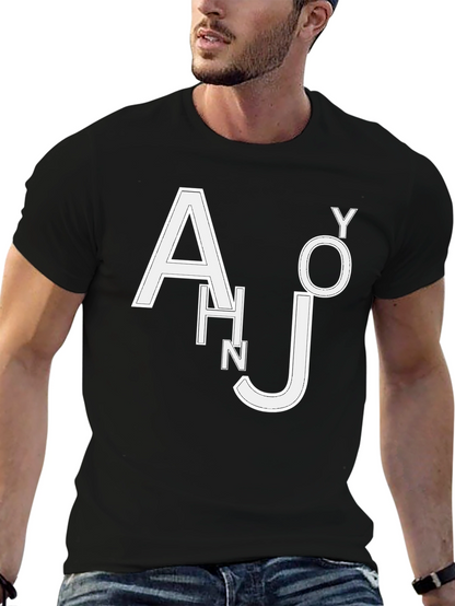 Trendy Black T-Shirt with White Letter Design