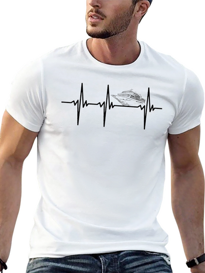 Boat Heartbeat Graphic Tee - Boating Lover T-Shirt