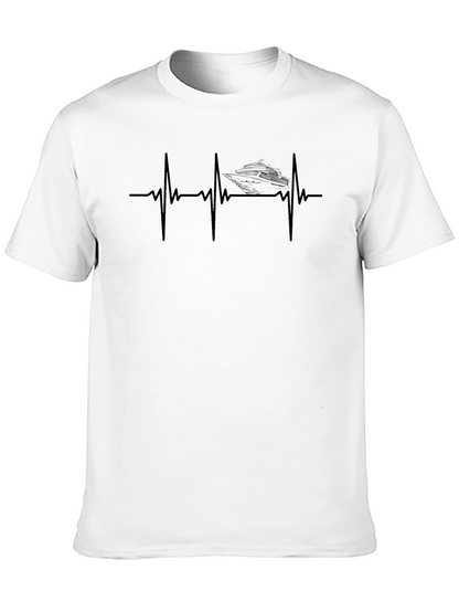 Boat Heartbeat Graphic Tee - Boating Lover T-Shirt