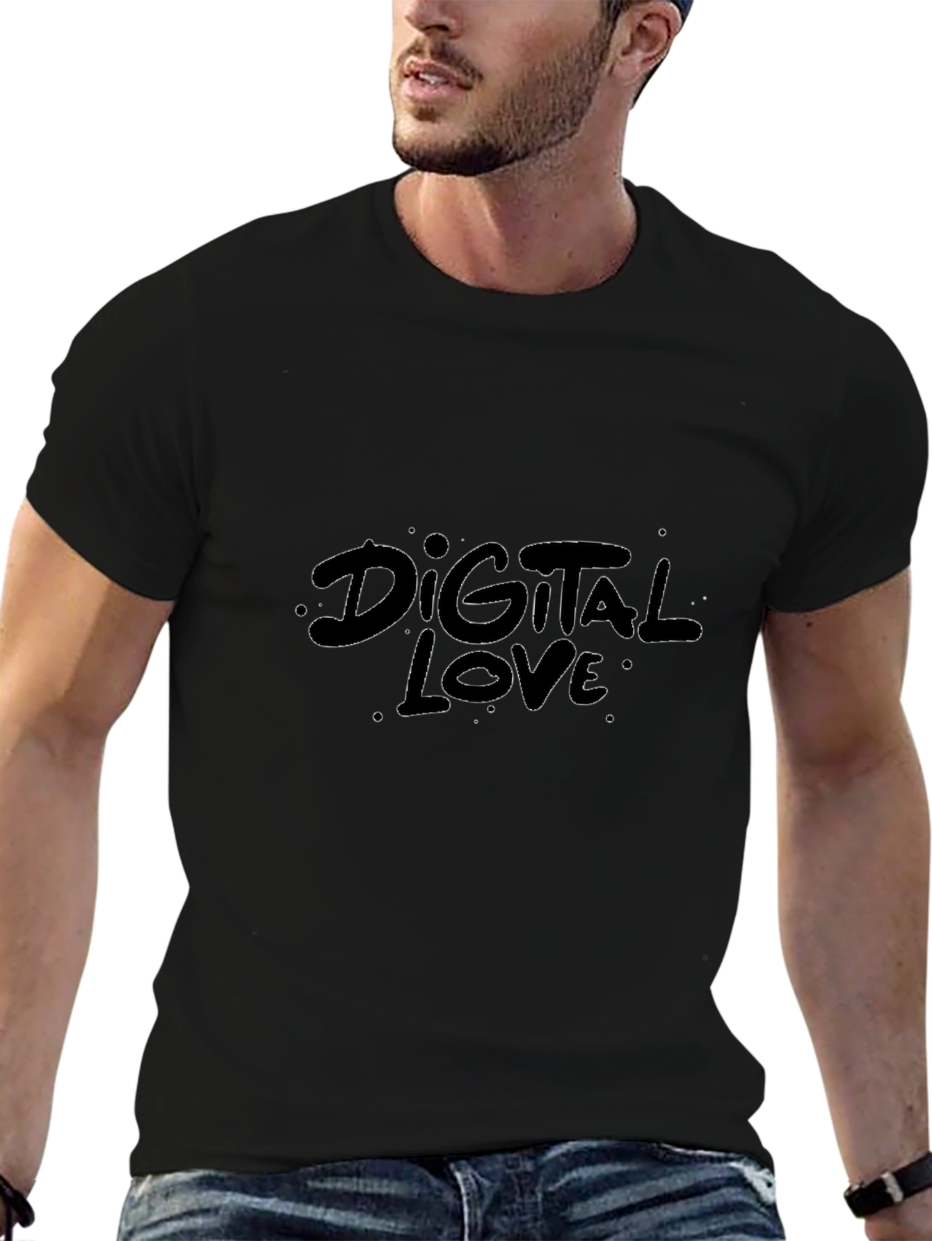 Digital Love Graphic Black Tee